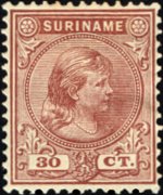 Suriname 1892 - serie Regina Guglielmina: 30 c