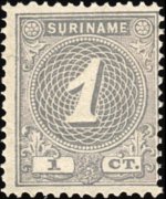 Suriname 1890 - serie Cifra : 1 c