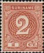 Suriname 1890 - serie Cifra : 2 c