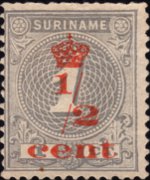 Suriname 1890 - serie Cifra : ½ c su 1 c