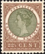 Suriname 1904 - serie Regina Guglielmina: 22½ c