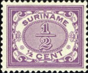 Suriname 1902 - serie Cifra in ovale: ½ c
