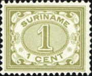 Suriname 1902 - serie Cifra in ovale: 1 c
