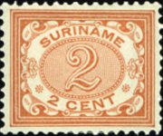 Suriname 1902 - serie Cifra in ovale: 2 c