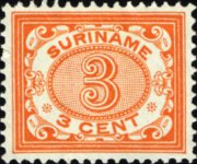Suriname 1902 - serie Cifra in ovale: 3 c