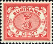 Suriname 1902 - serie Cifra in ovale: 5 c