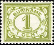 Suriname 1913 - serie Cifra in ovale: 1 c