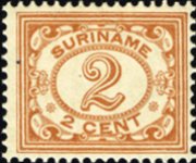 Suriname 1913 - serie Cifra in ovale: 2 c