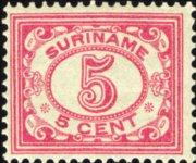 Suriname 1913 - serie Cifra in ovale: 5 c