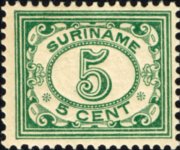 Suriname 1913 - serie Cifra in ovale: 5 c