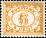 Suriname 1913 - serie Cifra in ovale: 6 c