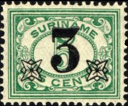 Suriname 1913 - serie Cifra in ovale: 3 c su 5 c