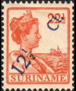 Suriname 1913 - serie Regina Guglielmina: 12½ c su 22½ c