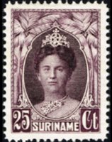 Suriname 1927 - serie Regina Guglielmina: 25 c