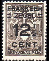 Suriname 1927 - serie Francobolli assicurativi soprastampati: 12½ su 75 c