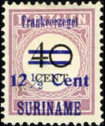 Suriname 1926 - serie Segnatasse soprastampati: 12½ c su 40 c
