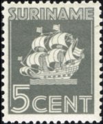 Suriname 1936 - set Ship: 5 c