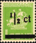 Suriname 1936 - serie Nave: ½ c su 1 c