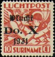 Suriname 1931 - serie Mercurio - soprastampati: 10 c