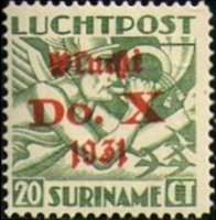 Suriname 1931 - serie Mercurio - soprastampati: 20 c