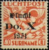 Suriname 1931 - serie Mercurio - soprastampati: 40 c