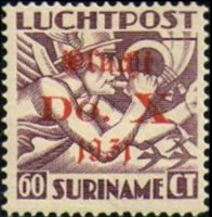 Suriname 1931 - serie Mercurio - soprastampati: 60 c
