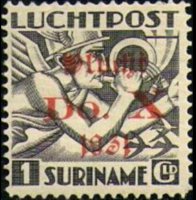 Suriname 1931 - serie Mercurio - soprastampati: 1 g