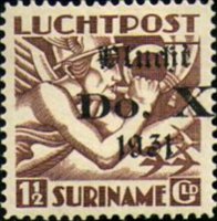 Suriname 1931 - serie Mercurio - soprastampati: 1½ g