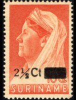 Suriname 1936 - serie Regina Guglielmina: 2½ c su 10 c