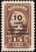 Suriname 1945 - serie Regina Guglielmina: 10 c su 15 c