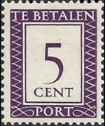 Suriname 1950 - serie Cifra in rettangolo: 5 c