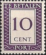 Suriname 1950 - serie Cifra in rettangolo: 10 c