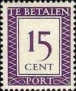Suriname 1950 - serie Cifra in rettangolo: 15 c