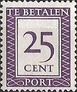 Suriname 1950 - serie Cifra in rettangolo: 25 c