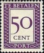 Suriname 1950 - serie Cifra in rettangolo: 50 c