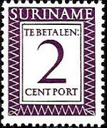 Suriname 1956 - serie Cifra in rettangolo: 2 c