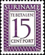 Suriname 1956 - serie Cifra in rettangolo: 15 c