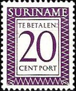 Suriname 1956 - serie Cifra in rettangolo: 20 c