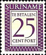 Suriname 1956 - serie Cifra in rettangolo: 25 c