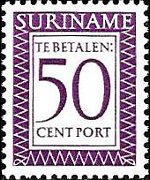 Suriname 1956 - serie Cifra in rettangolo: 50 c