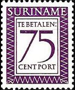 Suriname 1956 - serie Cifra in rettangolo: 75 c