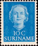 Suriname 1951 - serie Regina Giuliana: 10 c