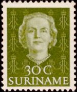 Suriname 1951 - serie Regina Giuliana: 30 c