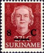Suriname 1951 - serie Regina Giuliana: 8 c su 27½ c