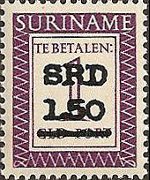 Suriname 2007 - serie Cifra in rettangolo - soprastampati: 1,50 $ su 1 g