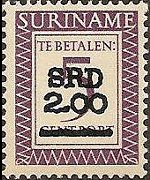 Suriname 2007 - serie Cifra in rettangolo - soprastampati: 2 $ su 5 c