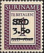 Suriname 2007 - serie Cifra in rettangolo - soprastampati: 3,50 $ su 1 g