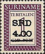 Suriname 2007 - serie Cifra in rettangolo - soprastampati: 4 $ su 1 g