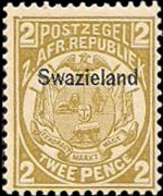 Swaziland 1889 - set Stamps of Transvaal overprinted: 2 p