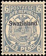 Swaziland 1889 - set Stamps of Transvaal overprinted: 6 p